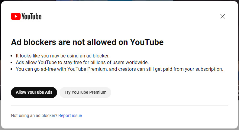 YouTube проти блокувальників реклами: або реклама, або купуєте Premium